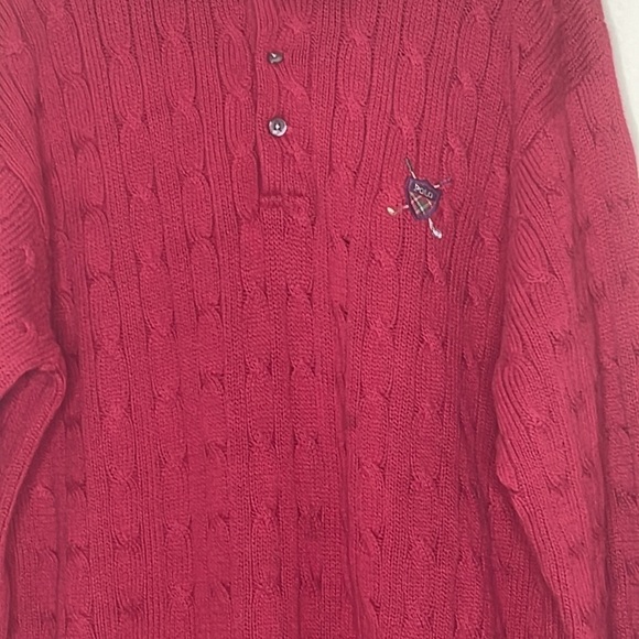 VTG Polo by Ralph Lauren Men Cotton Red Cable Knit Golf Long Sleeve Swea… - Picture 2 of 6